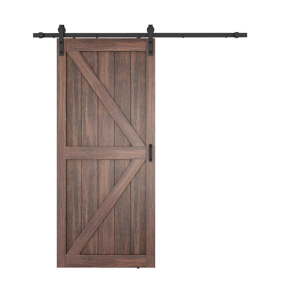 ANZZI ANZZI Heavy Duty Sturdy Wood Single Sliding Barn Door - Solid Core MDF And PVC - Knockdown Design - Hardware Included - Space-Saving Solution