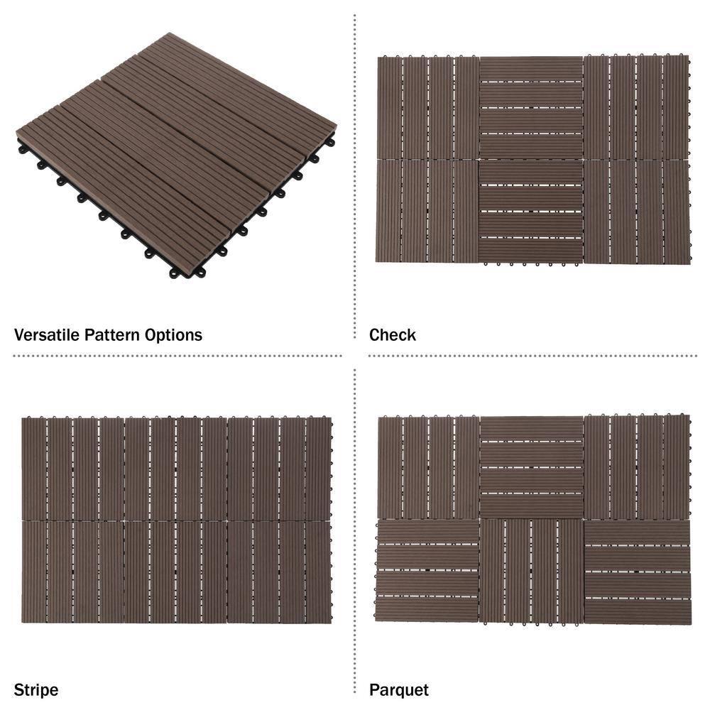 Pure Garden 11.63" x 11.63" Interlocking Deck Tile - Patio Tiles (Set of 30)