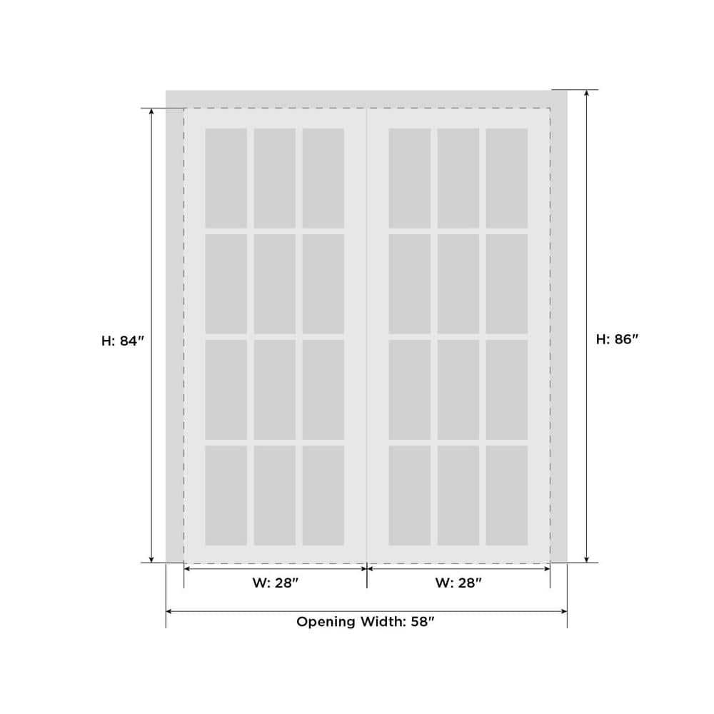 SARTODOORS Solid French Double Doors | Planum 0888 Painted White With Frosted Glass | Wood Solid Panel Frame Trims | Closet Bedroom Sturdy Doors