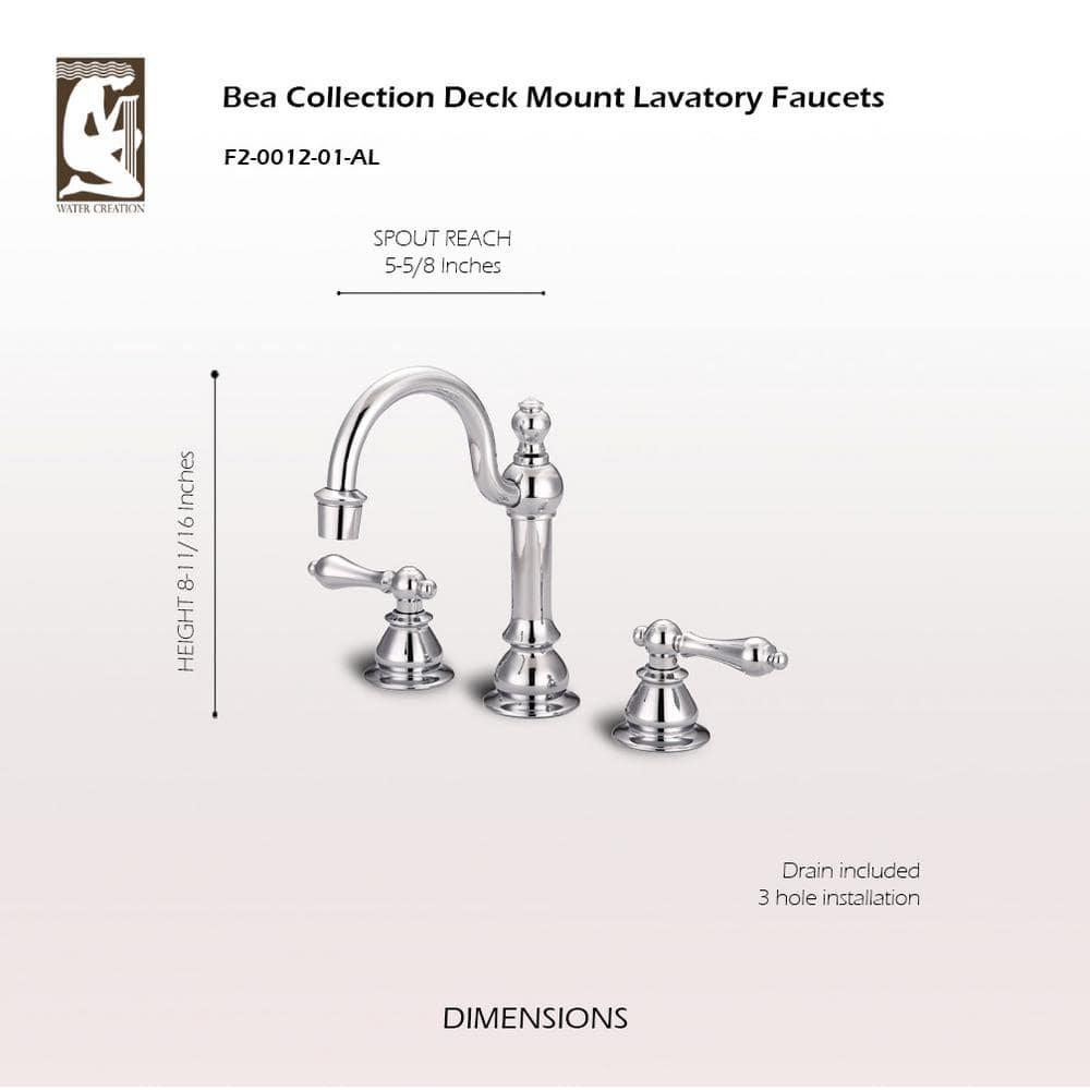 Water Creation F2-0012-01-AL American 20th Century Classic Widespread Lavatory F2-0012 Faucets - Silver & Chrome
