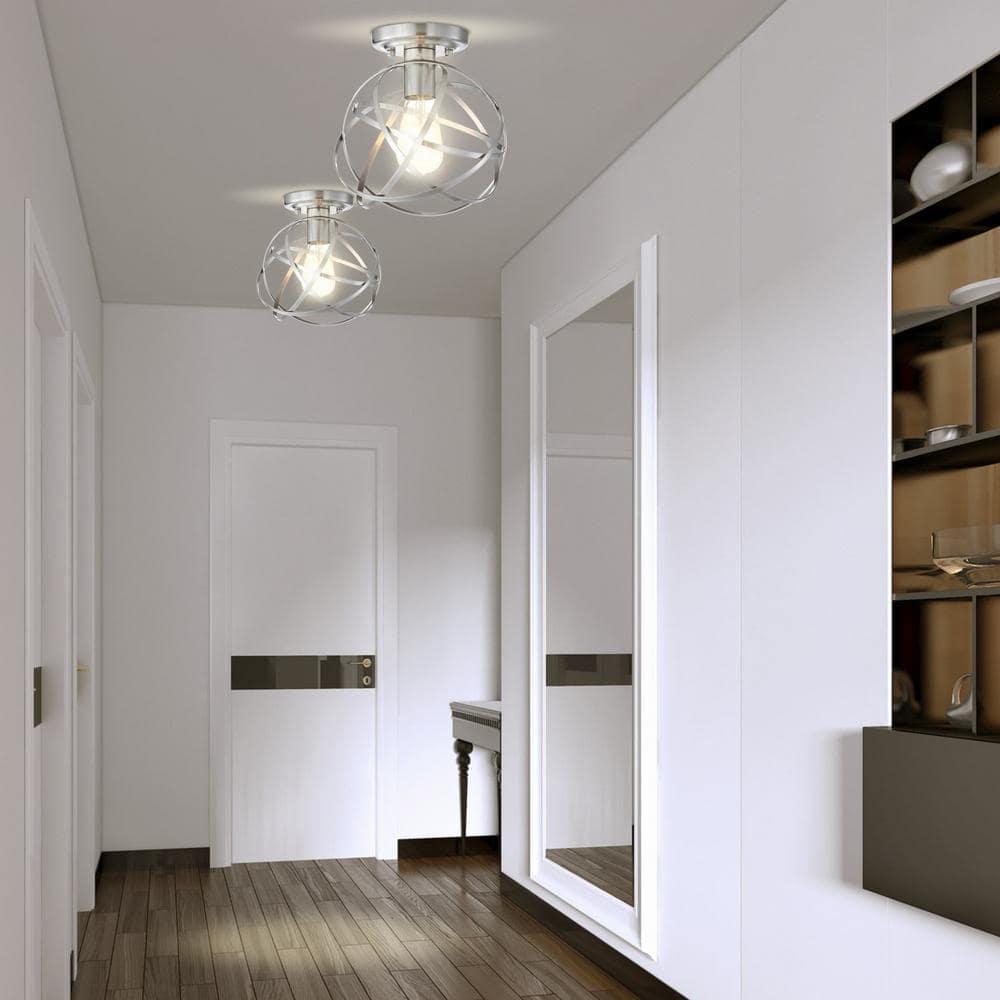 Alba 8.5" Metal Orb LED Flush Mount, Nickel