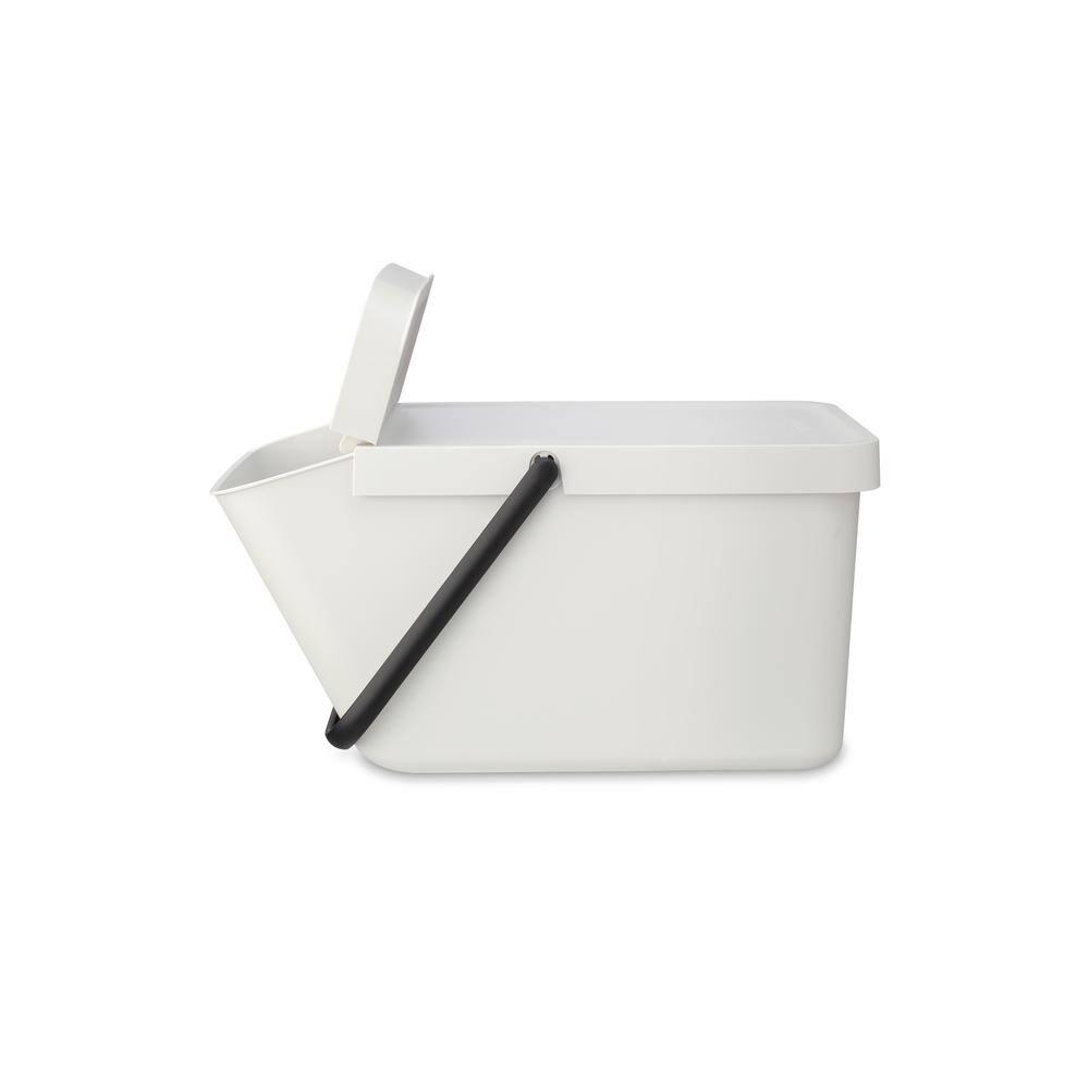 Light Gray Stackable Plastic Recycling Bin with Carry Handle