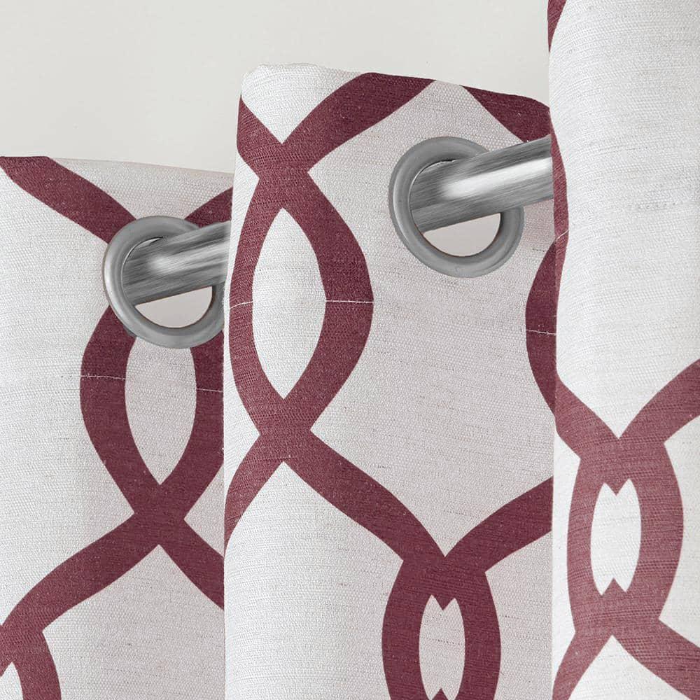 EXCLUSIVE HOME Kochi Light Filtering Linen Blend Grommet Top Curtain Panel Pair, 54"x96", Burgundy