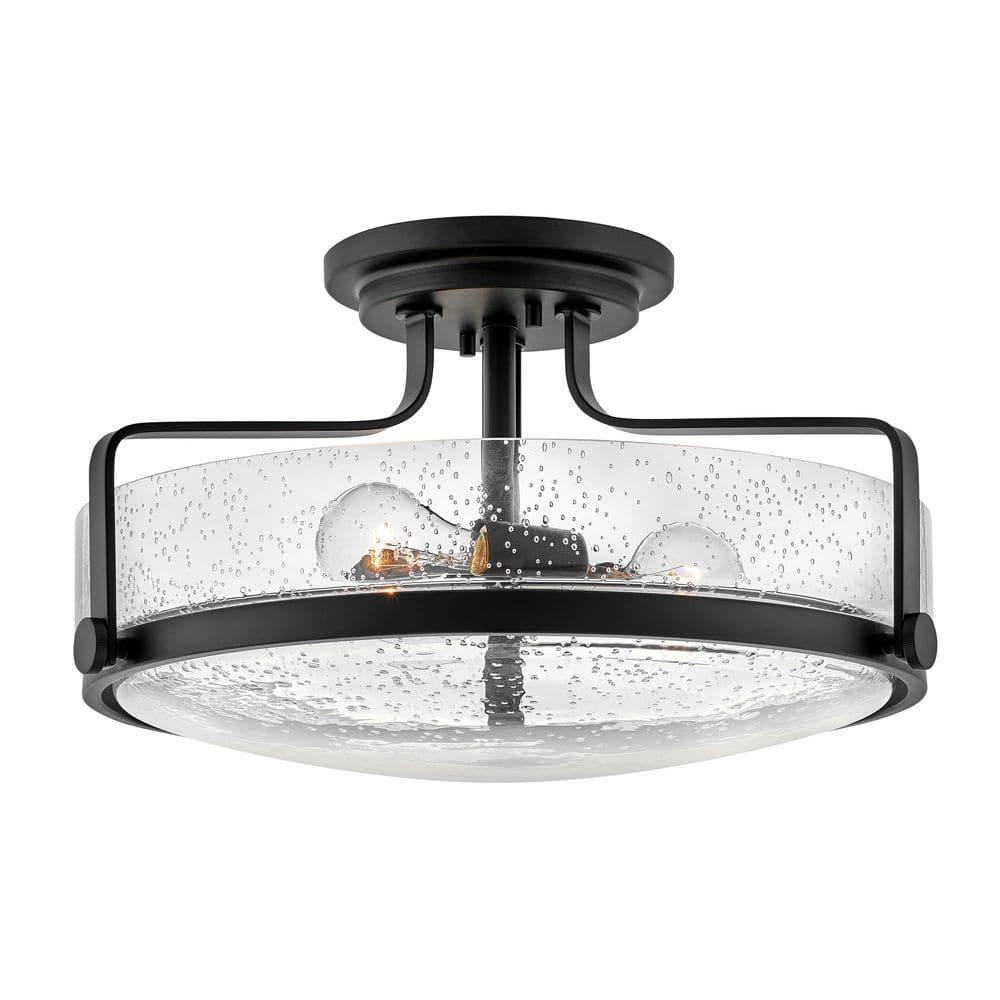 Harper 18-in 3-Light Semi-Flush Mount Retro Ceiling Light