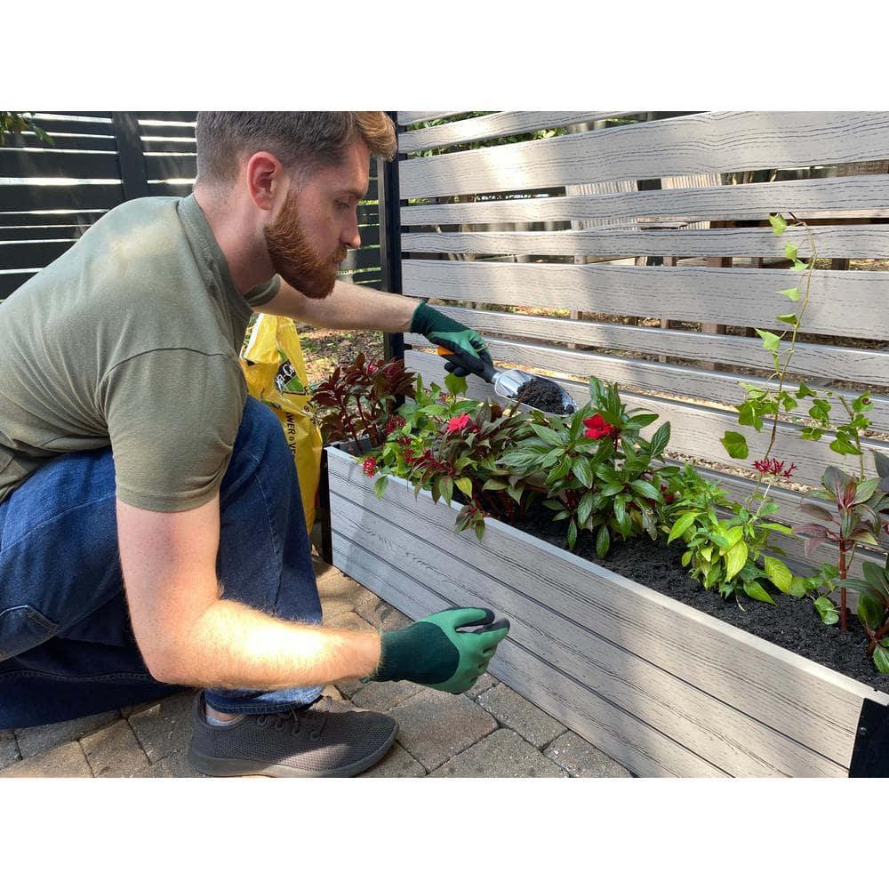 44in H x 46in W x 9.5in L (1 Screen w/ Planter) Freestanding Enclo Florence Ash Color Privacy Fence Screen with Planter Box, Outdoor Vinyl Privacy Screen Panel for Patio & Air Conditioner, EC18007