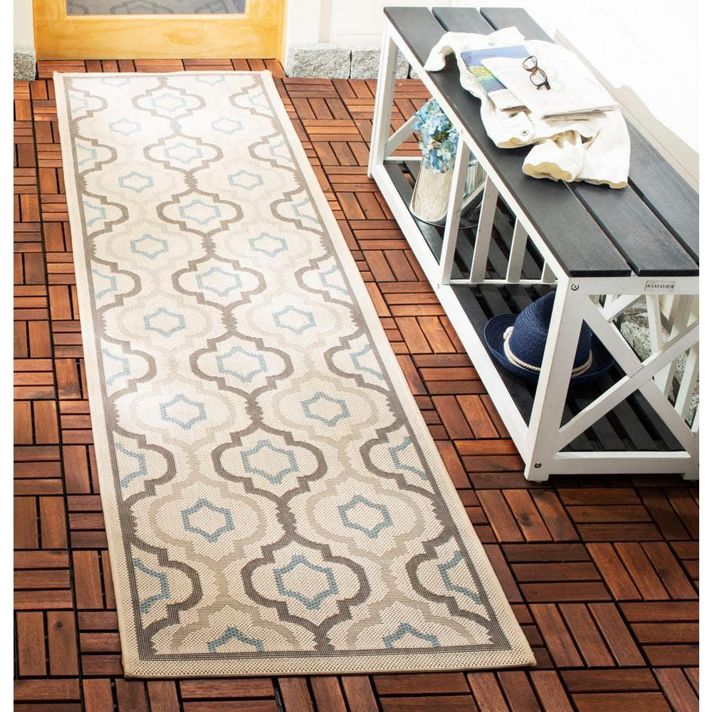 Courtyard CY7938 Power Loomed Indoor and Outdoor Runner Rug - Beige/Dark Beig - 2'3"x12' - Safavieh