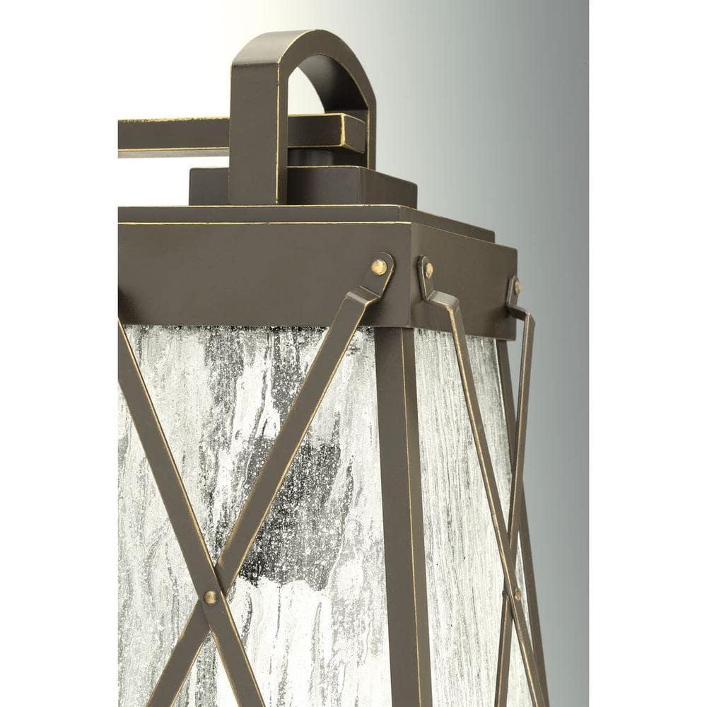 Progress Lighting, Creighton, 1-Light Outdoor Post Lantern, Antique Bronze, Clear Water Glass Shade