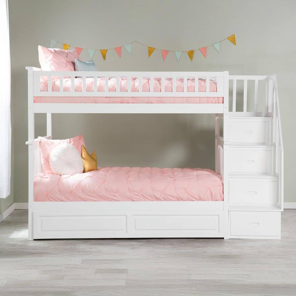 Columbia Staircase Bunk Bed Twin over Twin in Multiple Colors and Configurations