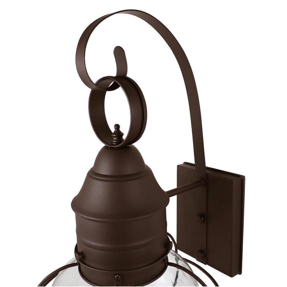 Nantucket Rustic Wall Lantern Sconce - Outdoor Lighting Fixture With Clear Seedy Glass, Durable Steel Construction, And Easy Installation