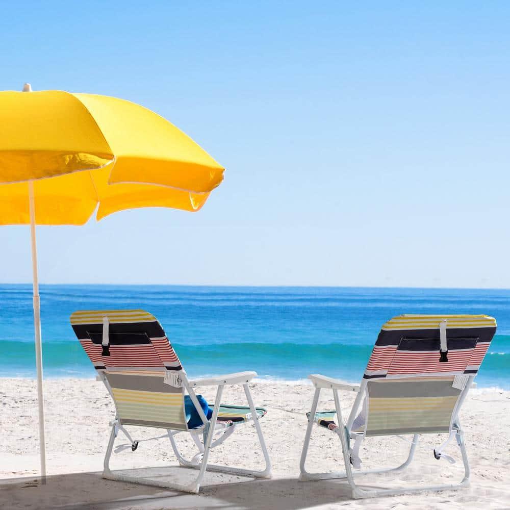 Fithood 56*60*63cm 100kg Oxford Cloth White Iron Frame Beach Chair Color small size