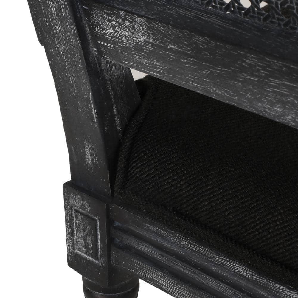 Noble House Beckstrom French Fabric Dining Chair, Set of 2, Black