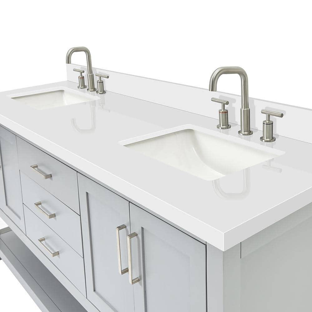 Ariel S073dwqrvo Magnolia 72" Free Standing Double Basin Vanity Set - Grey / Pure White