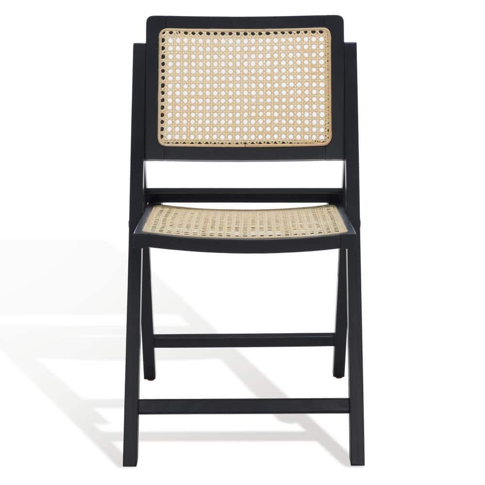 SAFAVIEH Couture Desiree Modern Cane Solid Folding Dining Chair, Black/Natural (Set of 2)