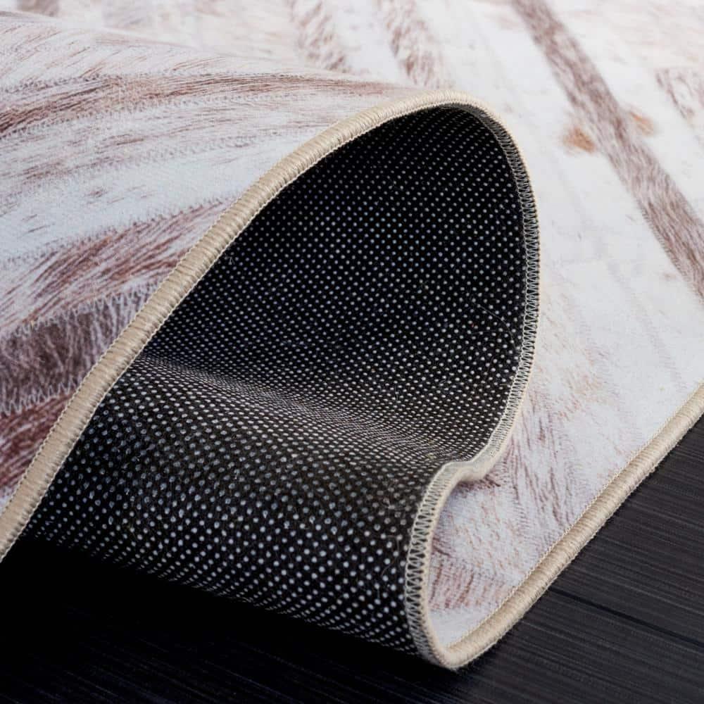 Faux Hide FAH526 Power Loomed Machine Washable Indoor Area Rug - Beige/Brown - 5'x8' - Safavieh
