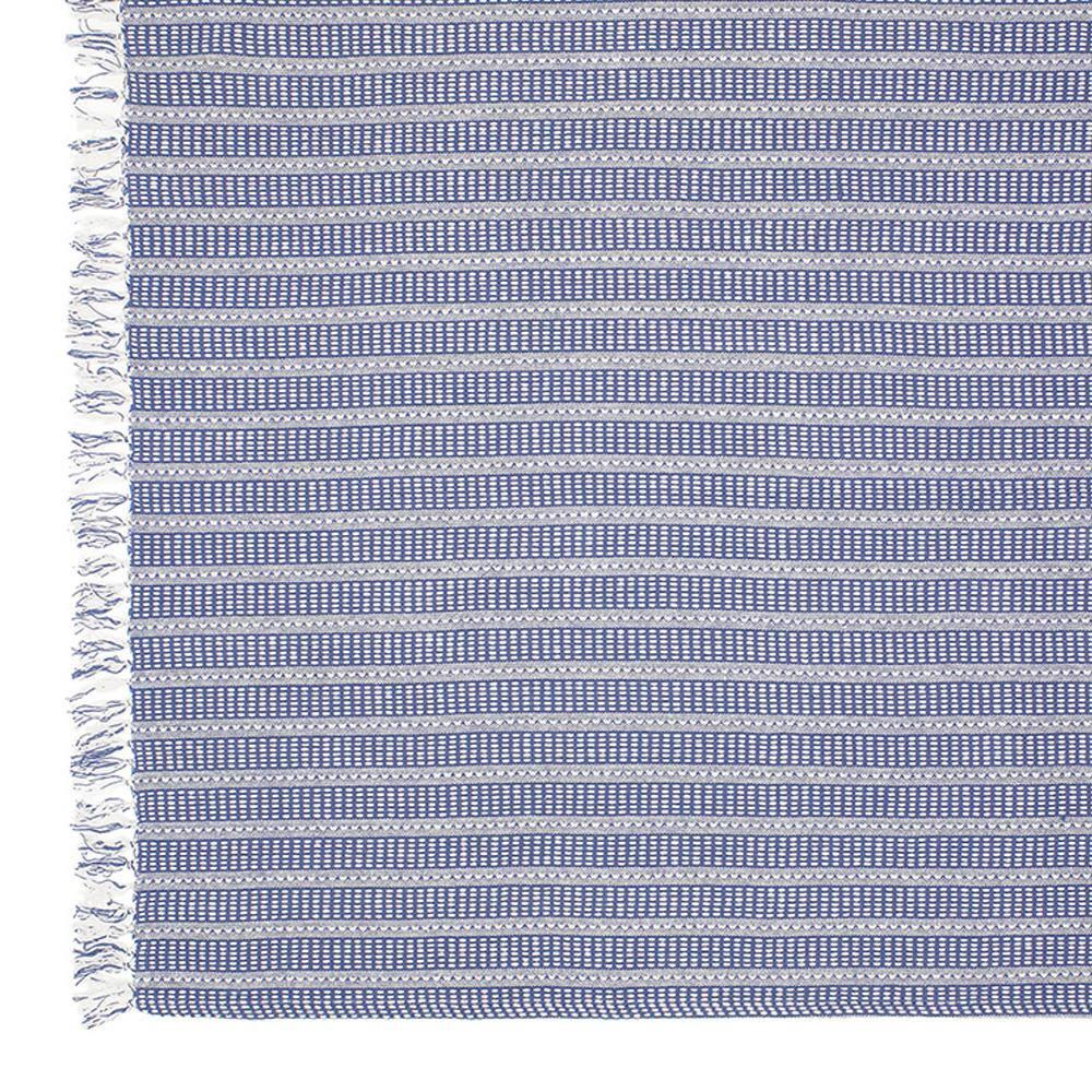 Striped Fringed Woven Cotton Throw Blanket
