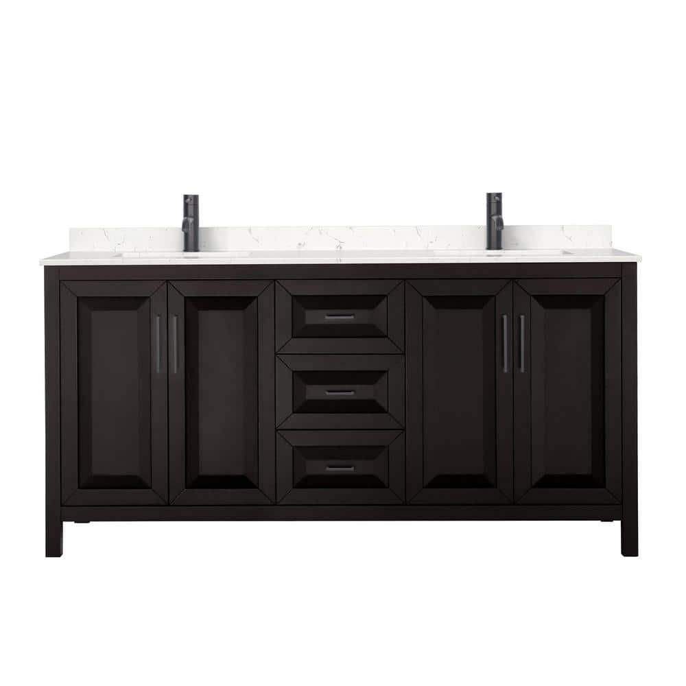 Wyndham Collection Daria 72'' Double Bathroom Vanity with Carrara Marble Top