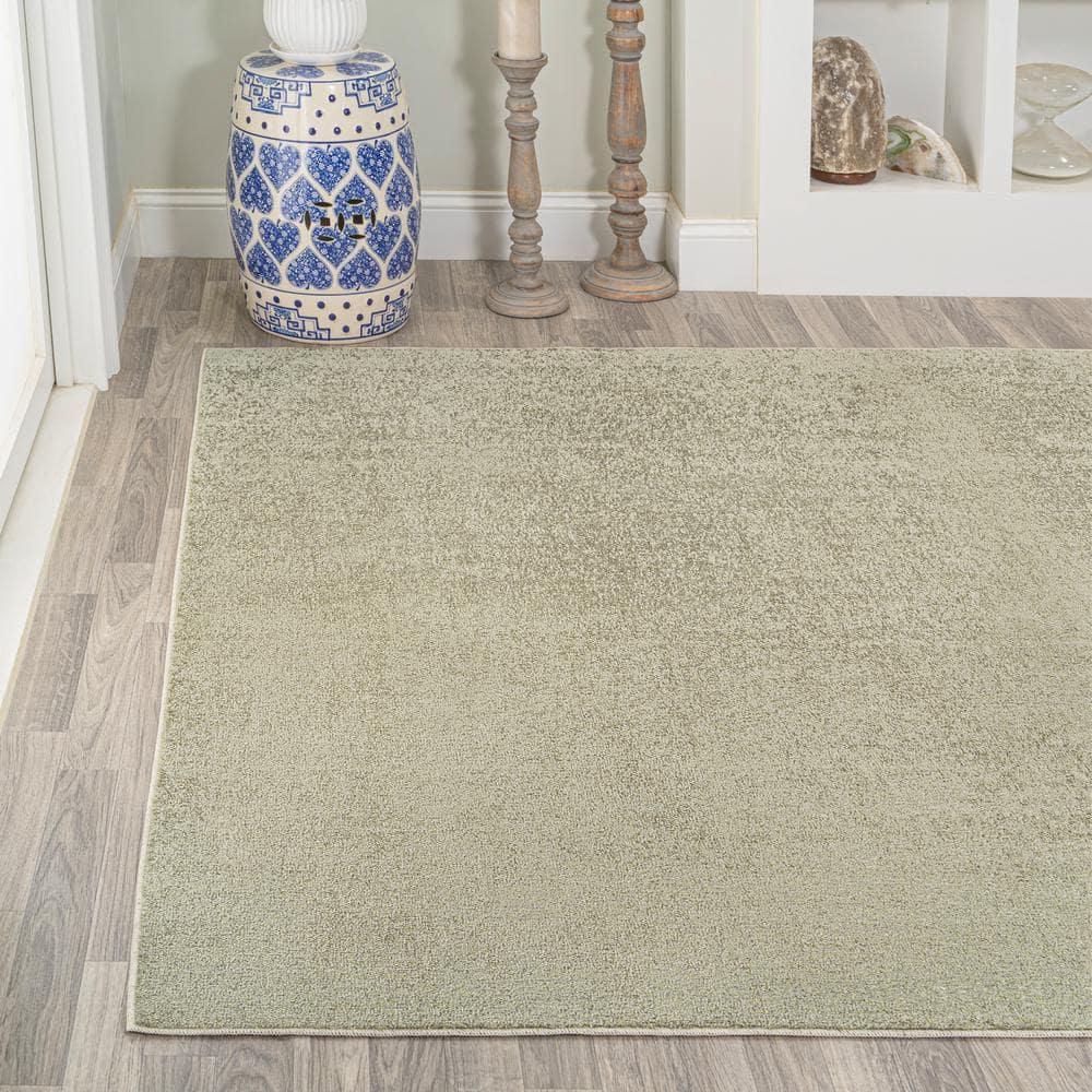JONATHAN Y Twyla Classic Solid Low-Pile Machine-Washable Sage Green 5 ft. x 8 ft. Area Rug