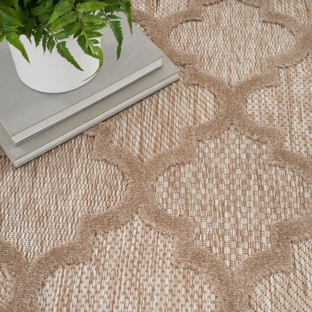 Nourison Easy Care Trellis Flatweave Indoor Outdoor Area Rug 4' x 6' Natural Beige