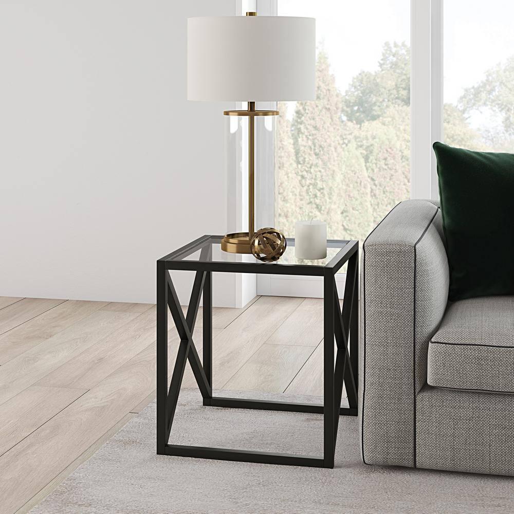Evelyn&Zoe Calix 20" Wide Square Side Table, Blackened Bronze