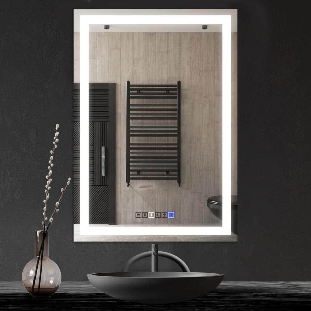 20"x30" inches LED Dimmable Bathroom Mirror Rectangle LED Lighted Wall Mounted Mirror for Vanity Room with Touch Button and Anti-Fog Function by Fab Glass and Mirror