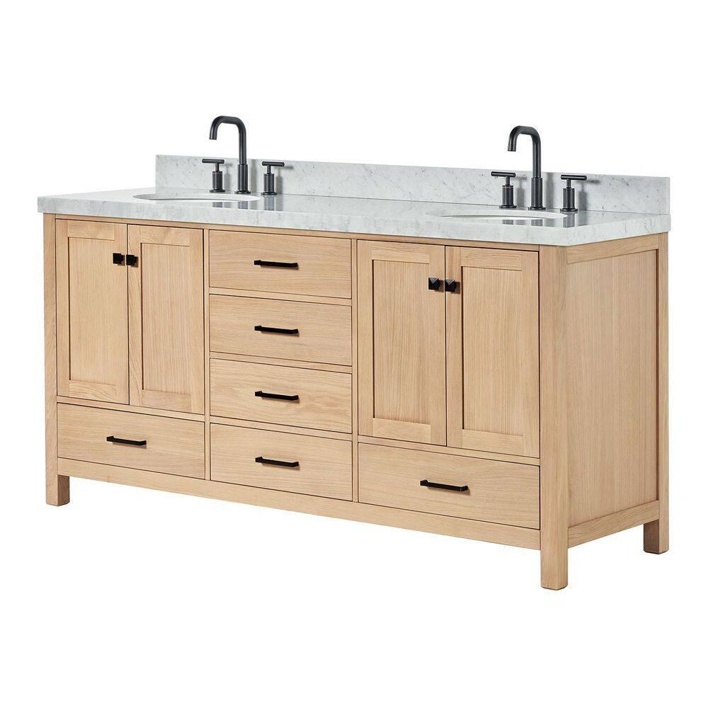 Cambridge 72'' Double Bathroom Vanity with Carrara Marble Top