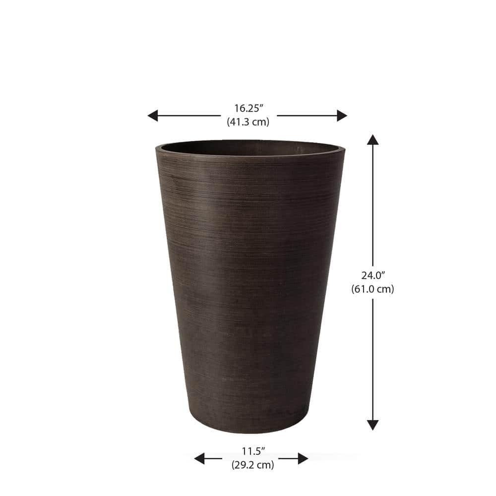 Algreen Valencia Planter, Round Taper Planter with Elevated Plant Shelf, 16-In.by 24-In., Spun Chocolate