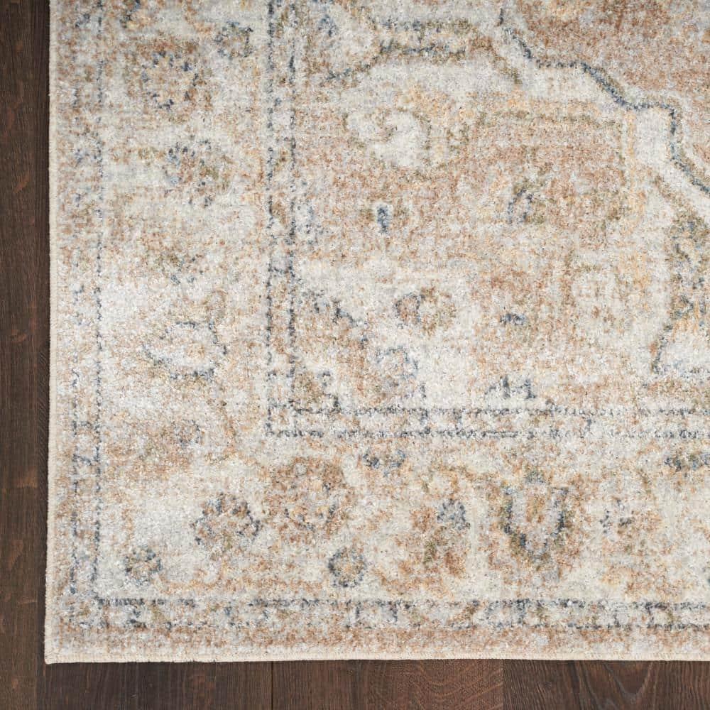 Nourison Astra Machine Washable Vintage Medallion Indoor Rug Beige 4' x 6'