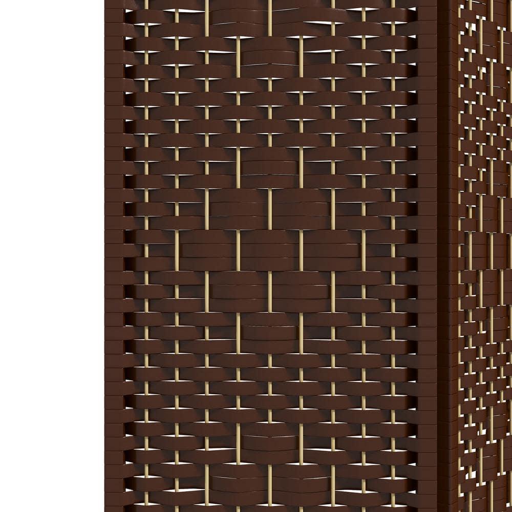 HOMCOM 4 Panel Room Divider, Folding Privacy Screen, 5.6' Room Separator, Wave Fiber Freestanding Partition Wall Divider, Brown