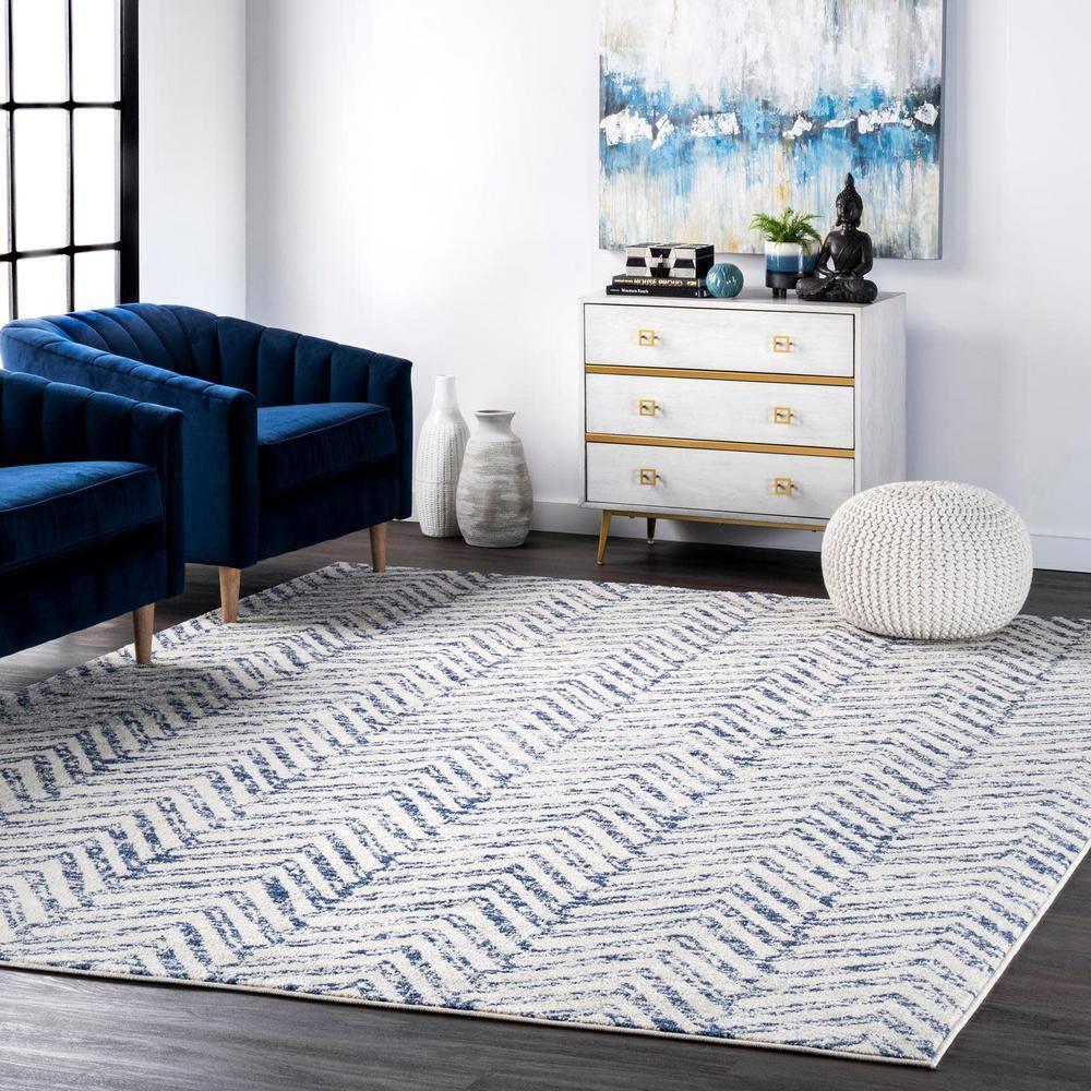 Nuloom Rosanne Chevron 12x18 Indoor Area Rug for Living Room Bedroom Dining Room Kitchen, Blue/Ivory