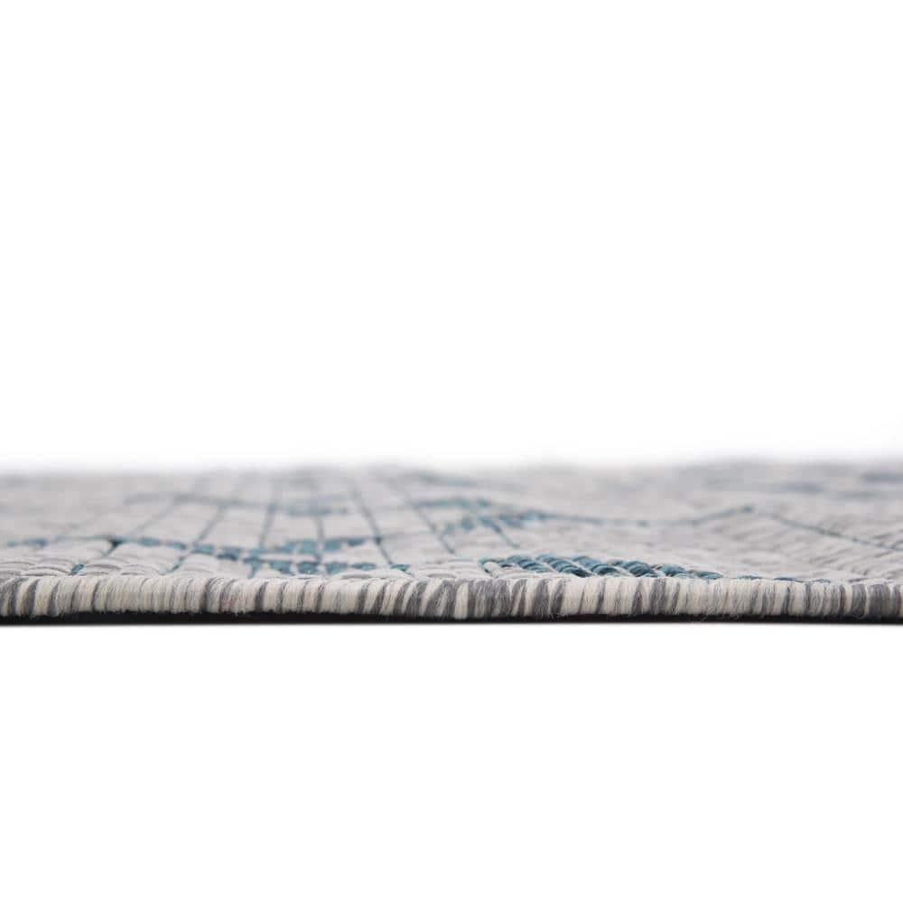 Unique Loom 4' 1 x 6' 1 Rectangle Indoor/Outdoor Trellis Gray Area Rug