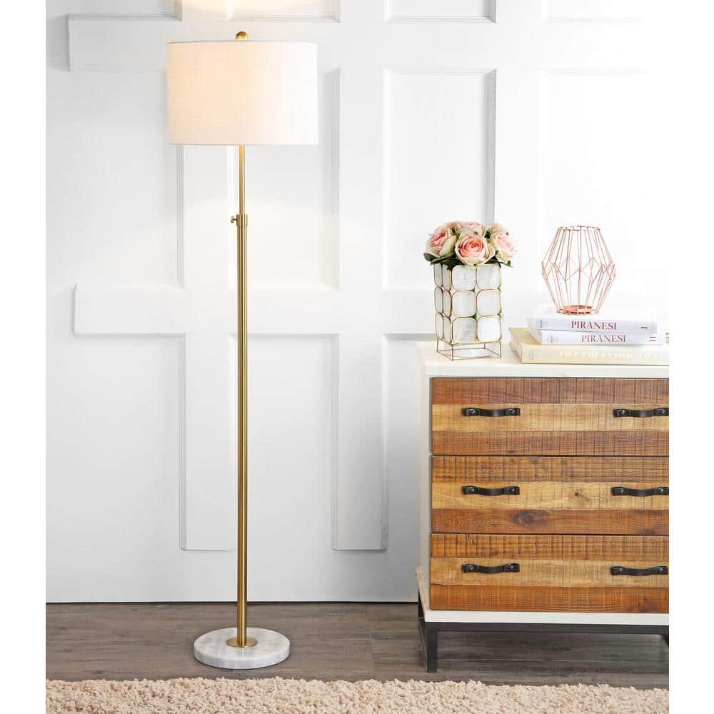 JONATHAN Y JYL3022A June 65" Adjustable Metal/Marble LED Floor Lamp, Modern, Contemporary, Elegant, Glam, Office, Living Room, Family Room, Dining Room, Bedroom, Hallway, Foyer, Brass