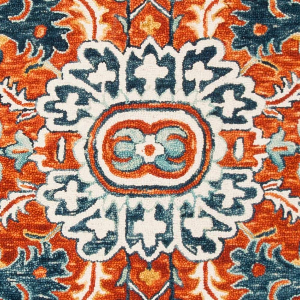 Aspen APN312 Hand Tufted Indoor Area Rug - Blue/Rust - 9'x12' - Safavieh