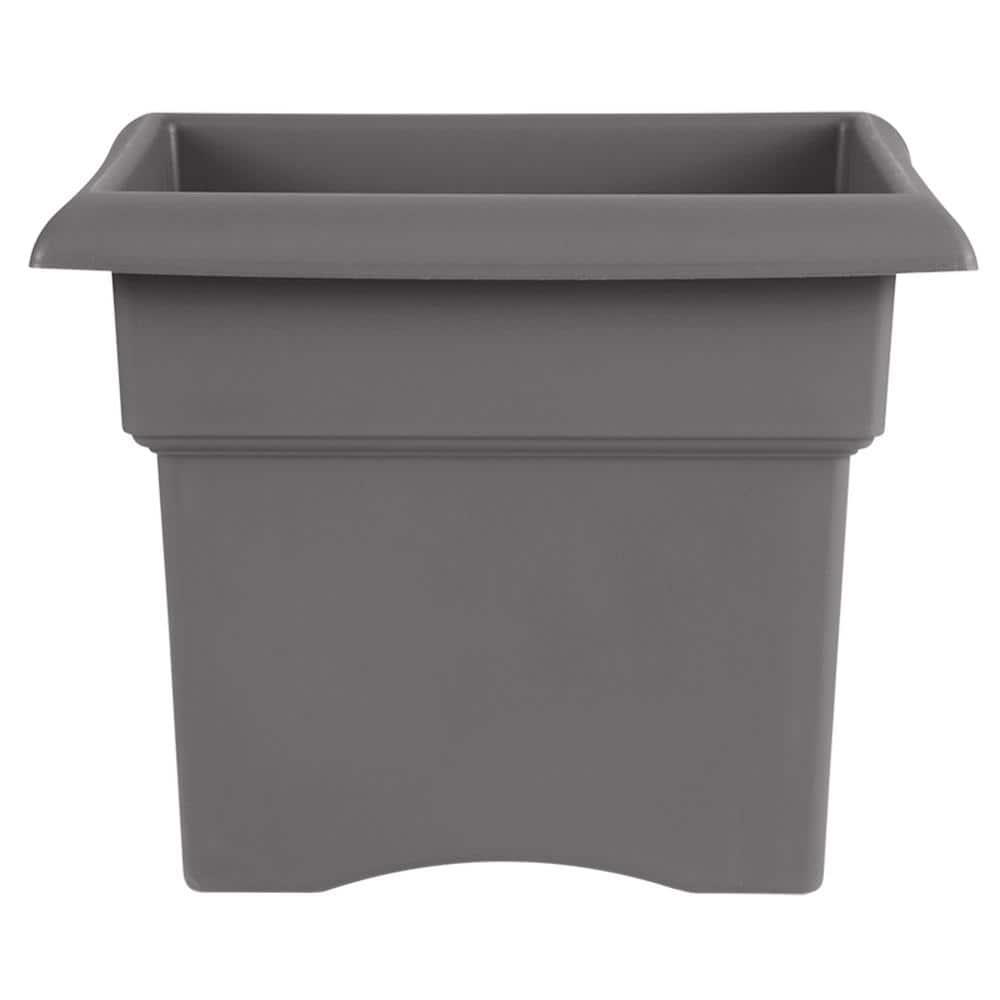 Bloem Veranda Square Deck Box Planter: 18" - Charcoal - Matte Finish, Weatherproof Plastic, Optional Drainage Holes, for Indoor and Outdoor Use, Gardening, 9 Gallon Capacity