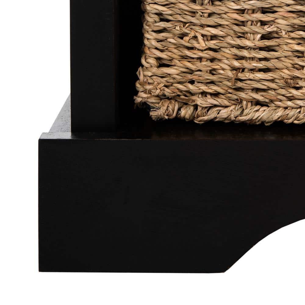 Lonan  Wicker Storage Bench - Black - Safavieh