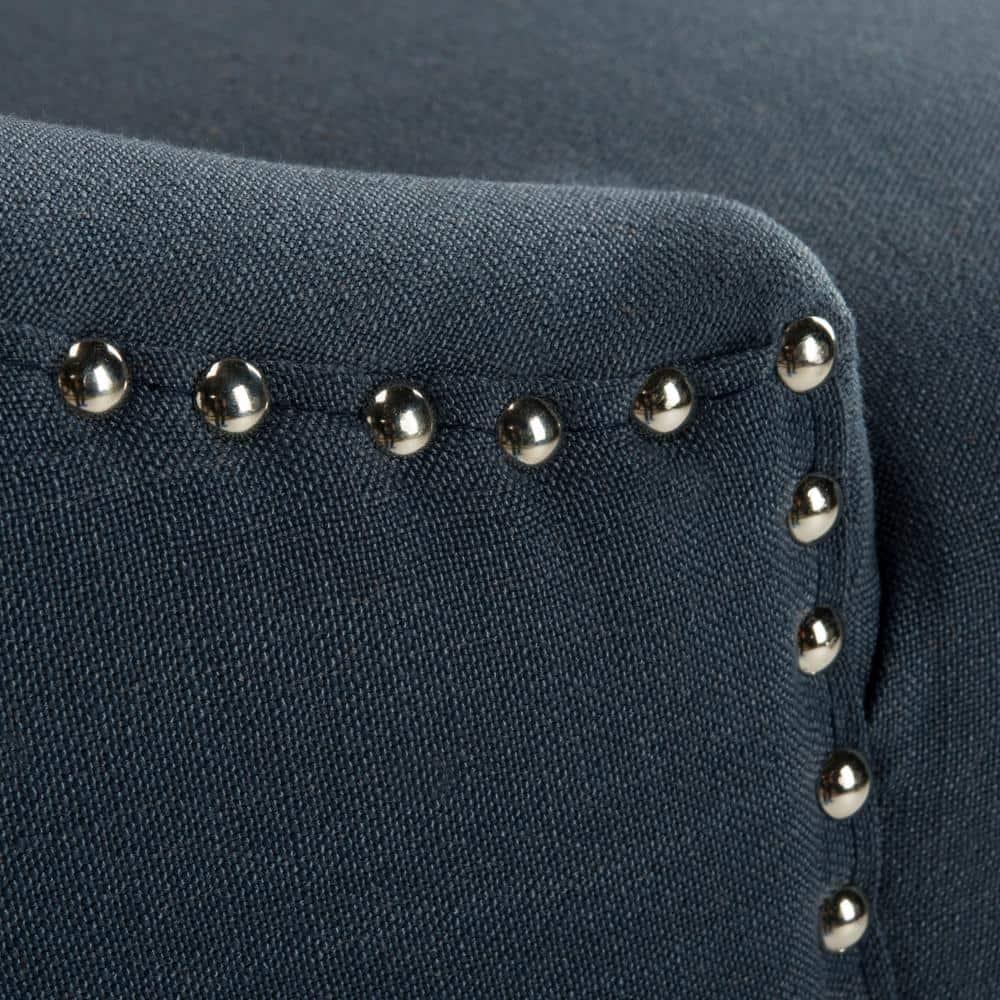 Eleni Tufted Wing Back Counter Stool (Set of 2) - BST6305 - Navy/Espresso - Safavieh