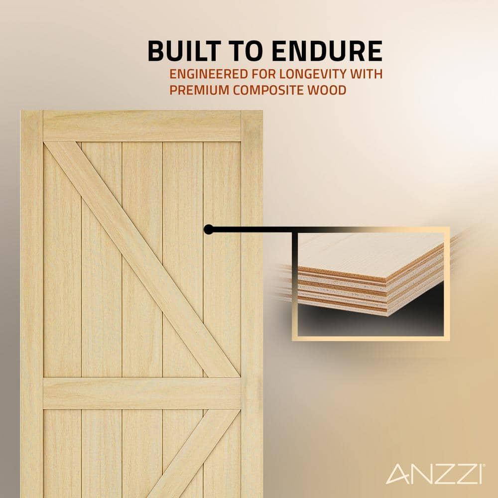 ANZZI ANZZI Heavy Duty Sturdy Wood Single Sliding Barn Door - Solid Core MDF And PVC - Knockdown Design - Hardware Included - Space-Saving Solution