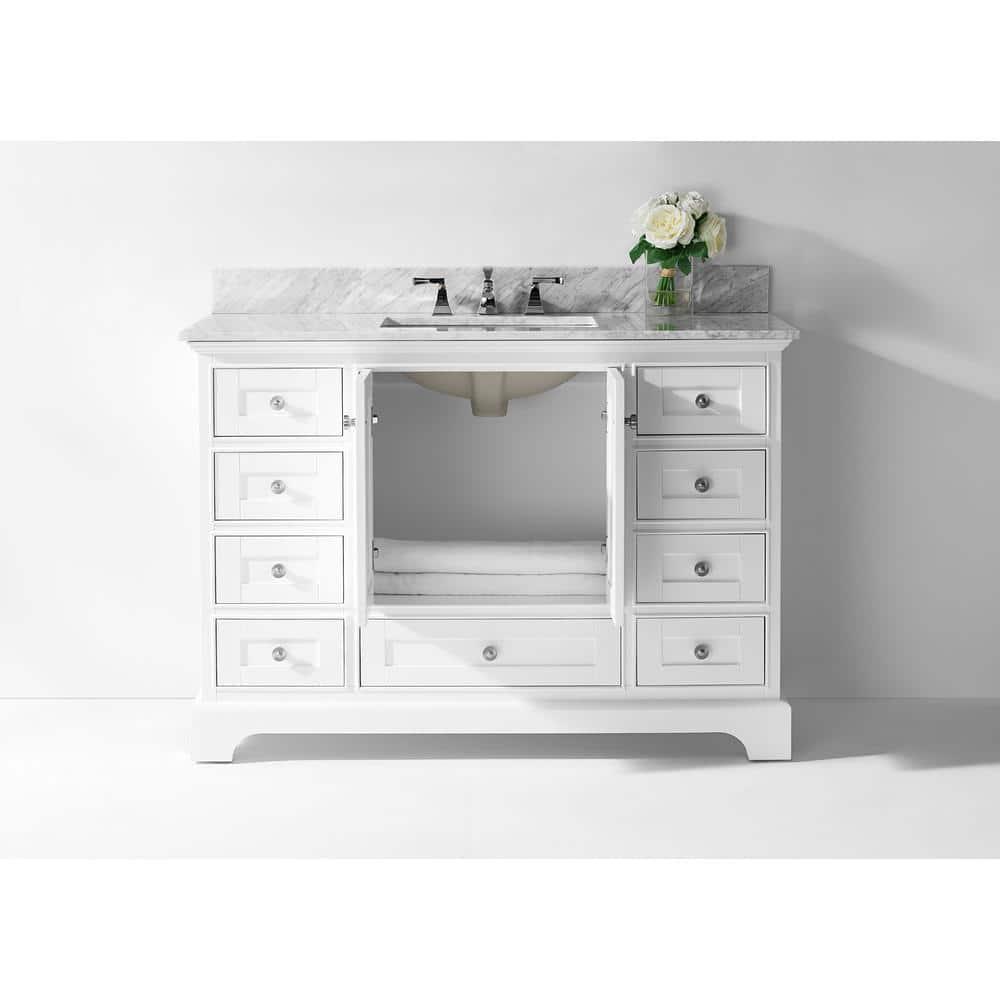 Ancerre Designs Audrey 48" Wood Bathroom Vanity Set with 2 Doors in White