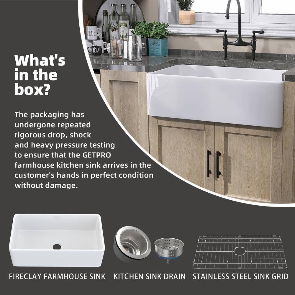 Small Farmhouse Sink 24 X18 White Fireclay Undermount Kitchen Sinks Deep Single Bowl Drop in Modern Apron Front Farm Sink For Kitchen with Protective Bottom Grid and Strainer