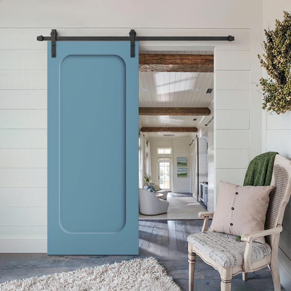 Calhome Curved 1 Panel Shaker Painted Composite Modern Interior Sliding Barn Door with Hardware Kit