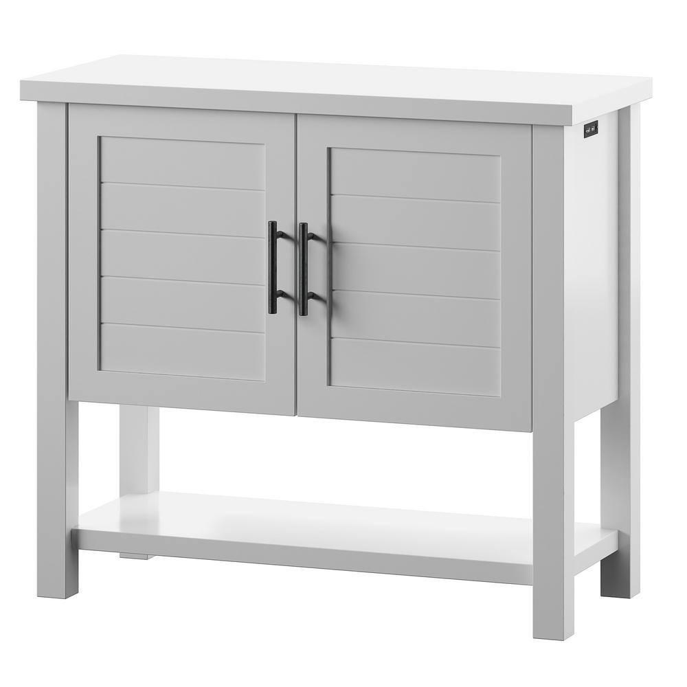 Twin Star Home Console Table with USB Charging Ports and Louvered Doors