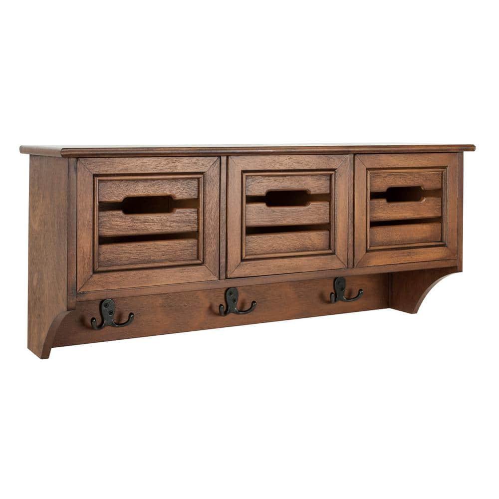 Leon Hanging 3 Drawer Wall Rack - Honey - Safavieh