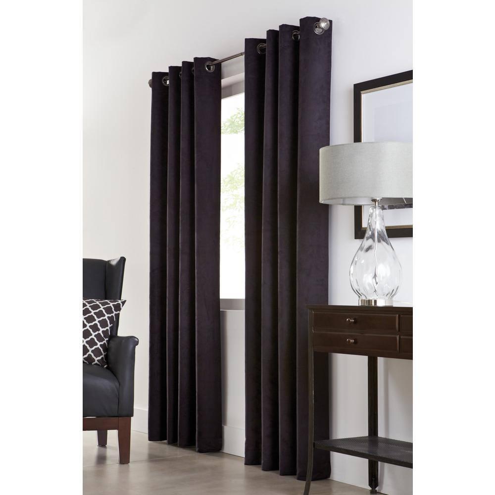 Commonwealth Thermaplus Navar Blackout Faux Suede Grommet Top Panel - 54x84" - Black