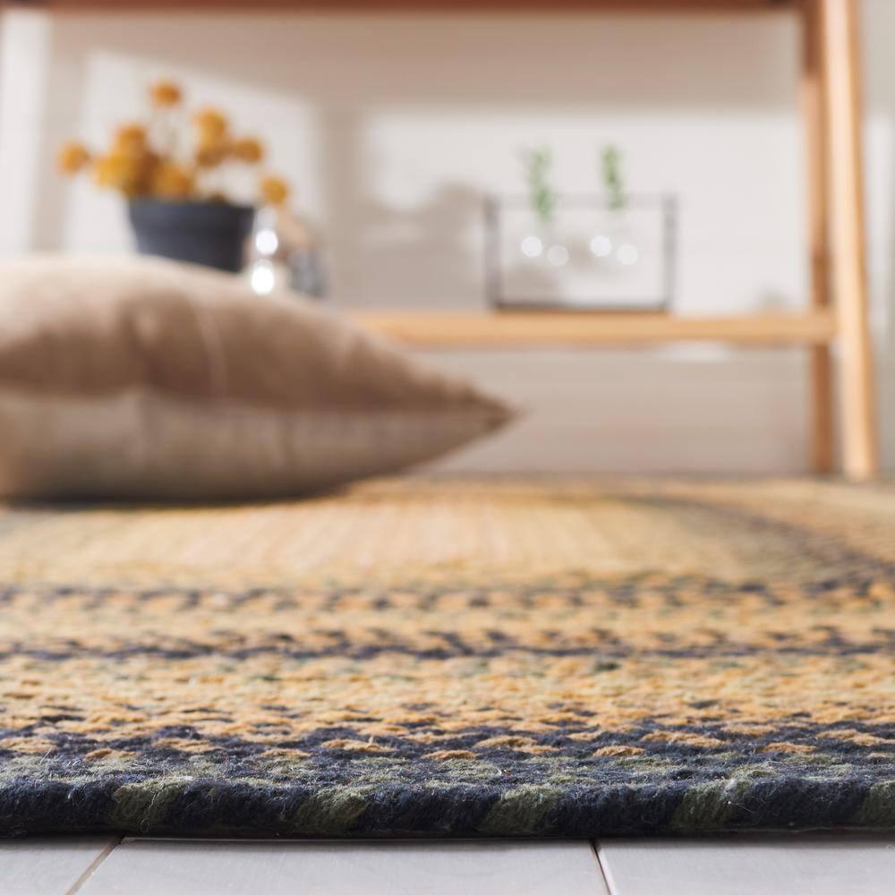 Braided BRD651 Flat Weave Indoor Area Rug - Gold/Sage - 4'x6' - Safavieh