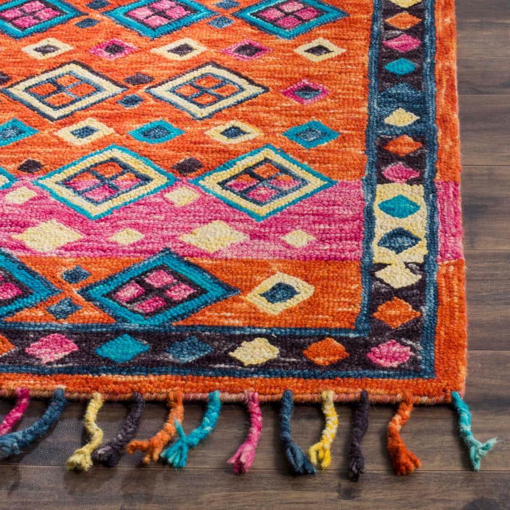 Aspen APN138 Hand Tufted Runner Rug - Orange/Fuchsia - 2'3"x13' - Safavieh.