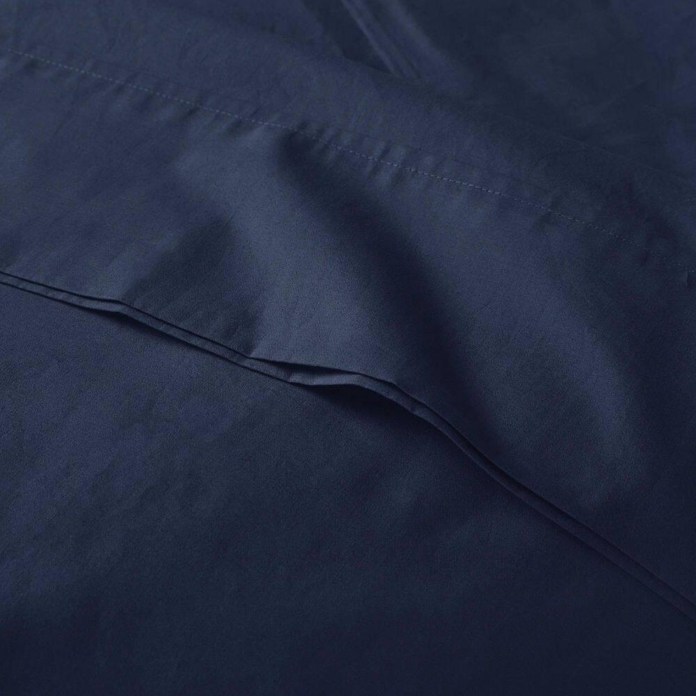 King 200 Thread Count Cotton Peached Percale Sheet Set Navy