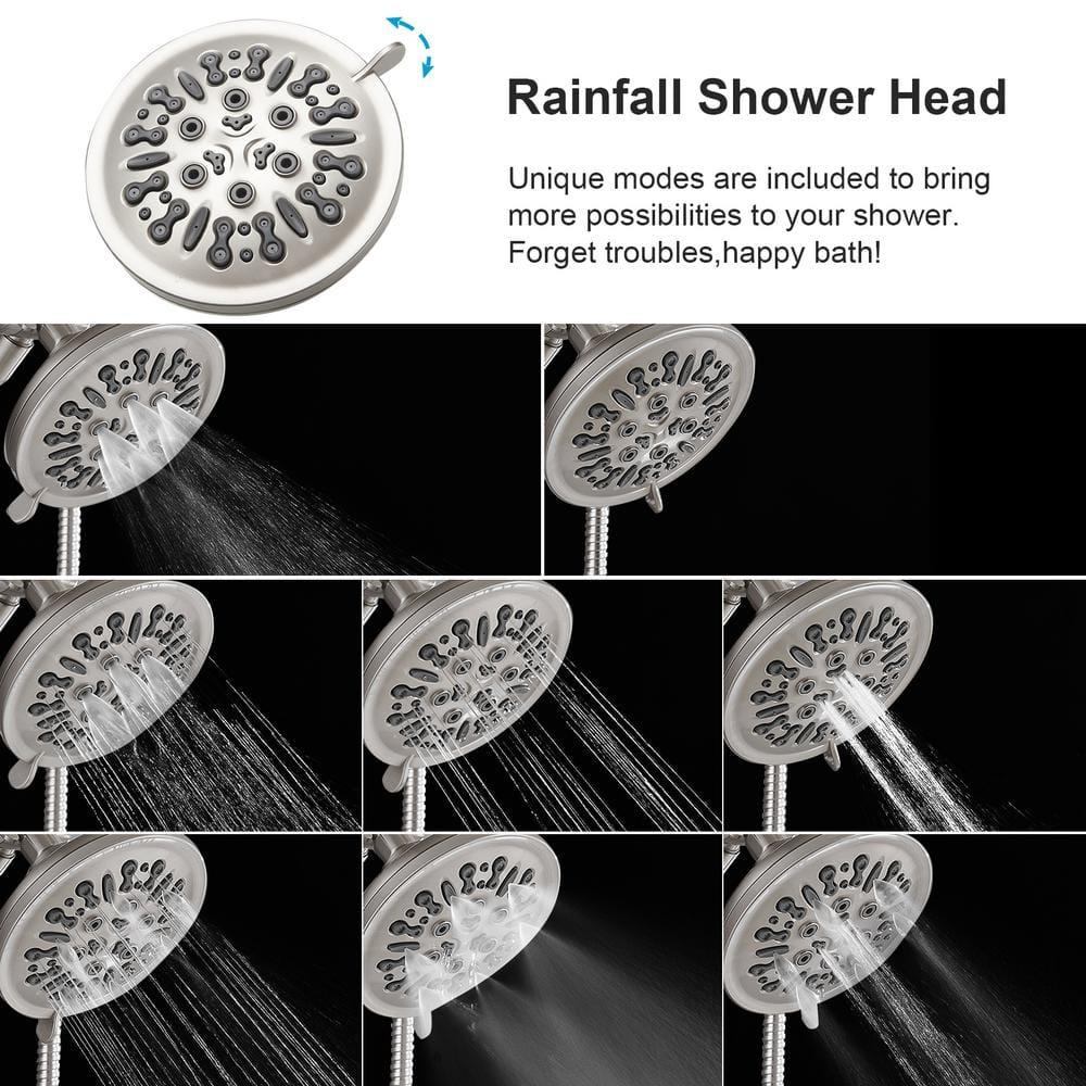 Single Handle 1-Spray Round Rain Shower Faucet Combo Set with Dual Function Pressure Balance Valve