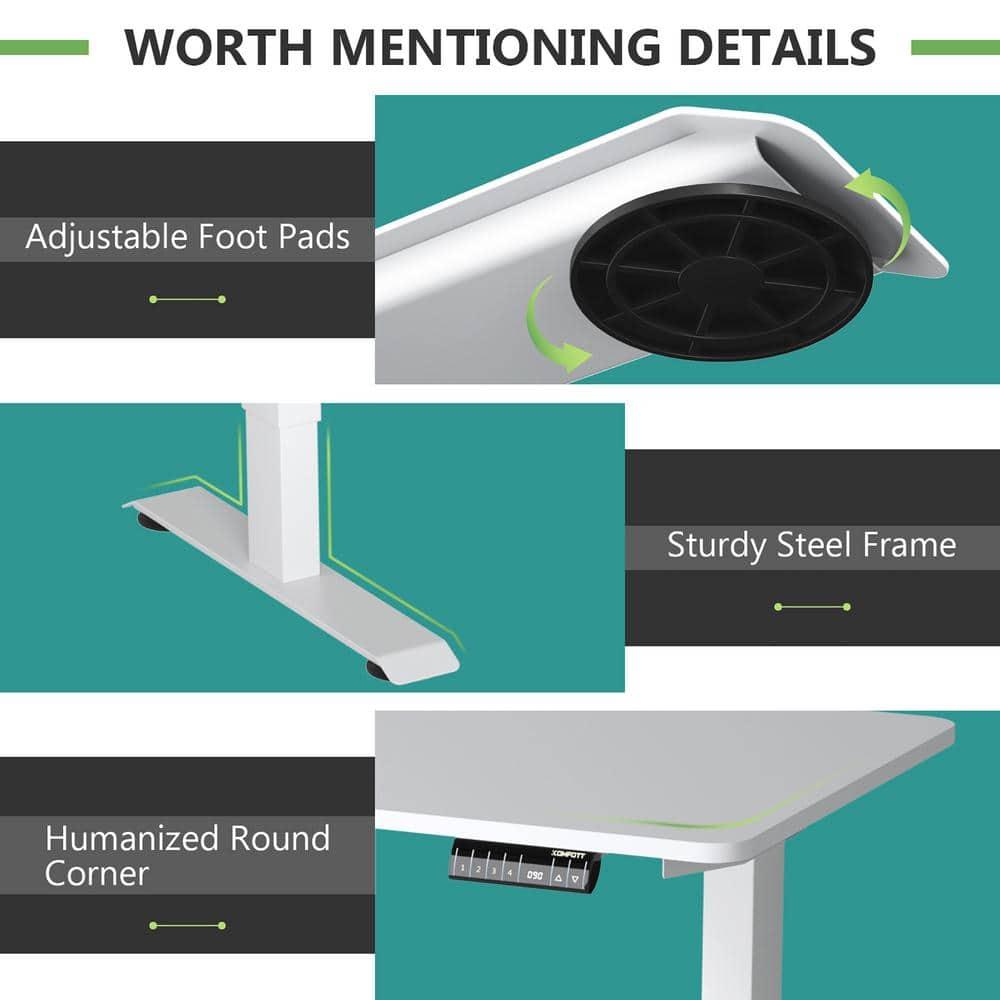 Costway Electric Adjustable Standing Desk Stand up Workstation w/Control White