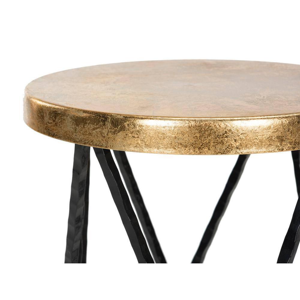 SAFAVIEH Hester Mid-Century Retro Round Top Bar Stool, Black/Gold