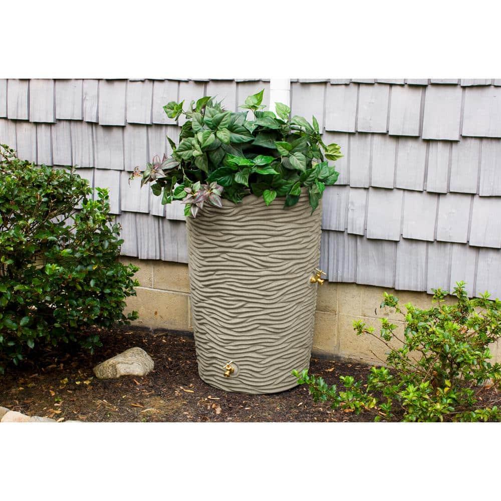 Good Ideas Impressions Palm 50-Gallon Rain Barrel - Sandstone