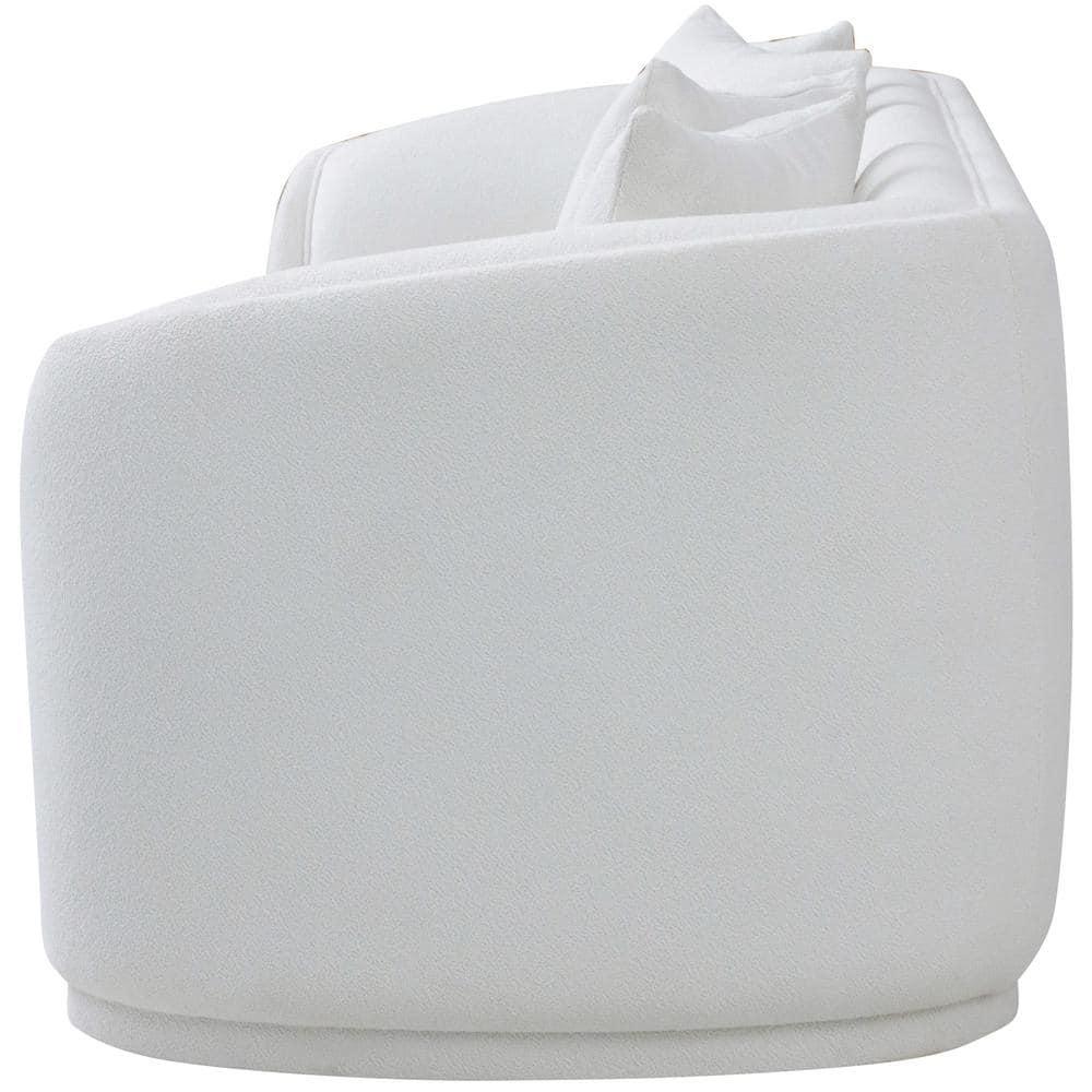 Thirst Mid Century Modern Luxury Tight Back Boucle Couch in White